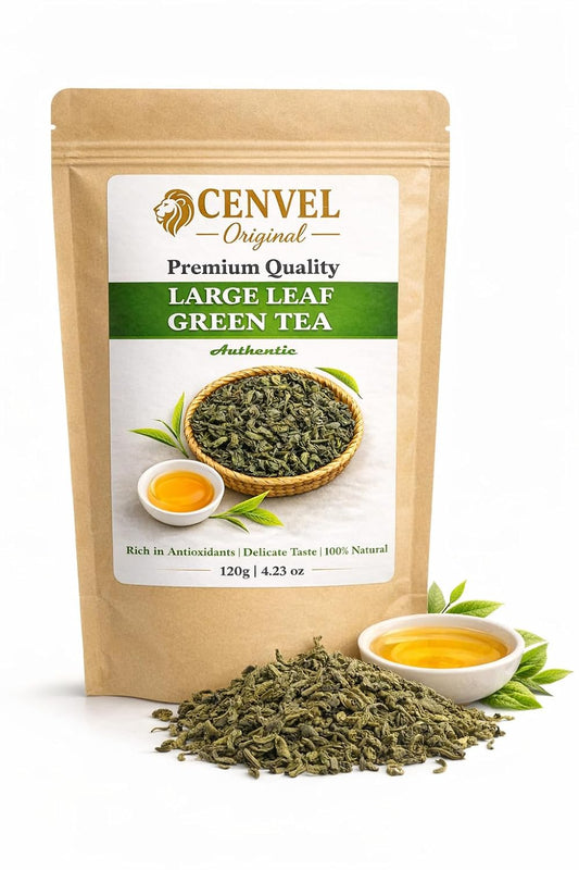 CENVEL® Large Leaf Green Tea, Exquisite Taste & Aroma, Premium Green Tea, Pure & Natural, Non GMO, Vegan Friendly (120g)