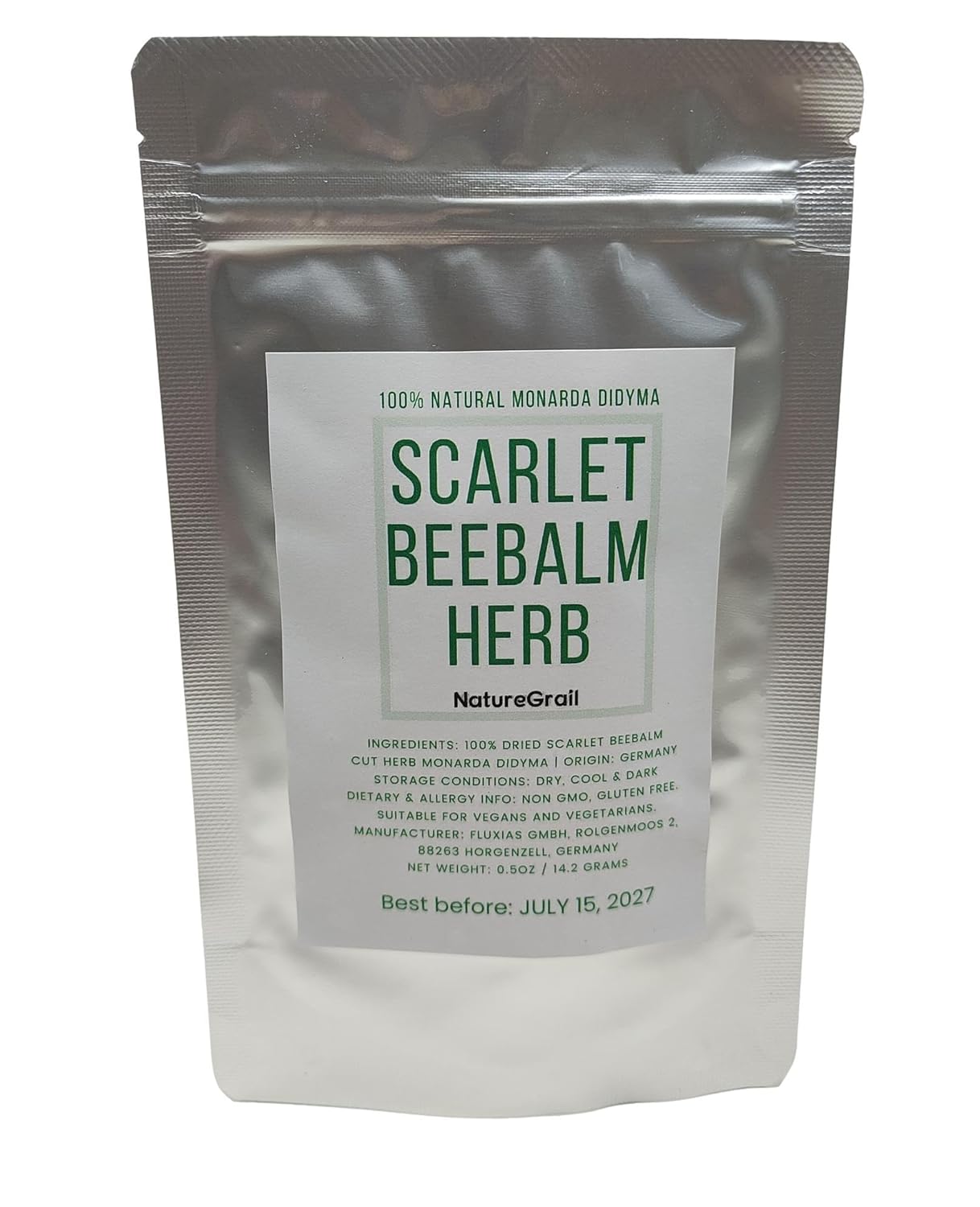 Scarlet Beebalm Herbal Tea, Mountain Balm Herb with Flowers - Made from 100% Monarda Didyma, Cut & Dried - Net weight: 0.5oz/14.2g