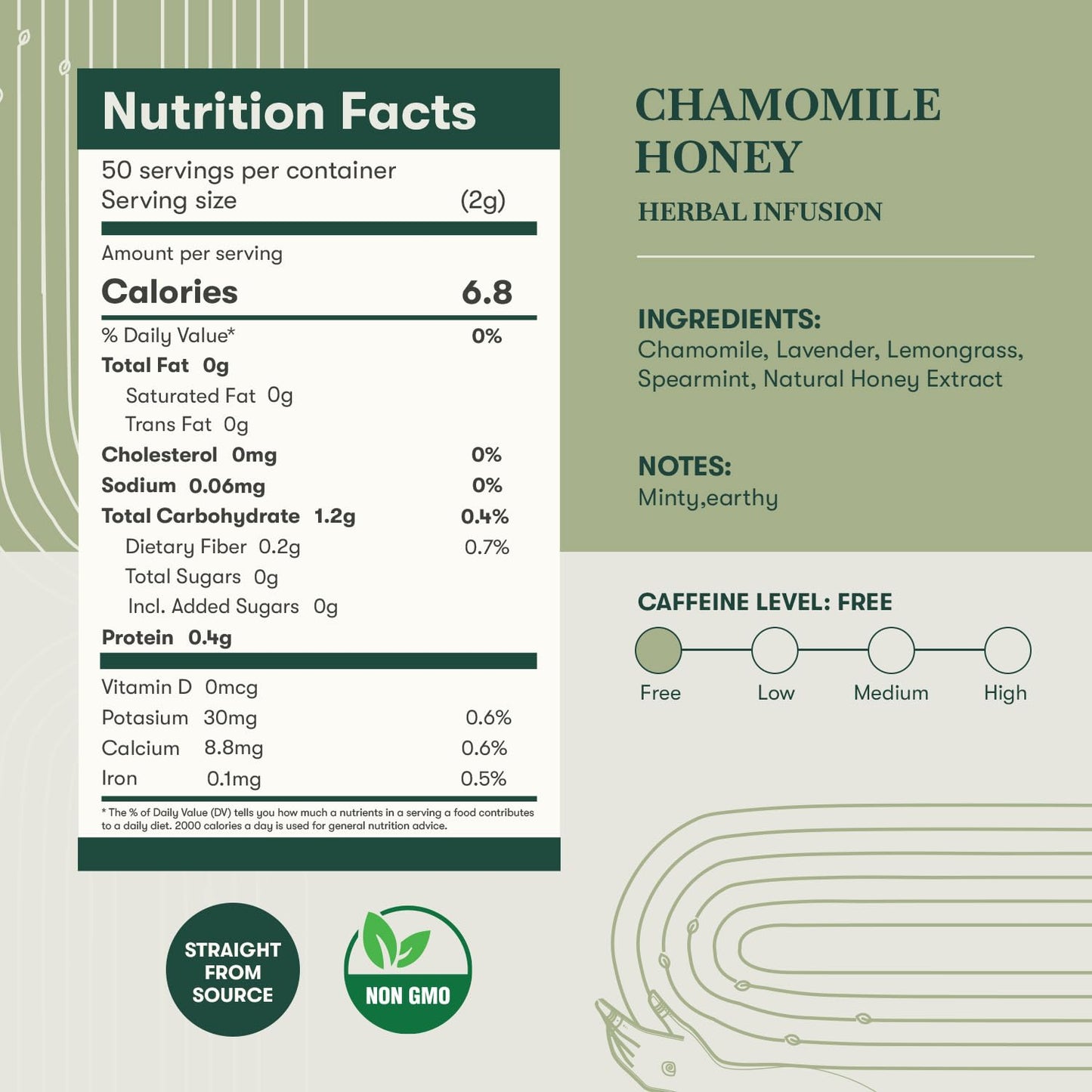 Luxmi Estates Chamomile Honey Loose Leaf Tea 50g/1.76oz (25 Cups) for Relaxation &amp; Calm | Caffeine Free