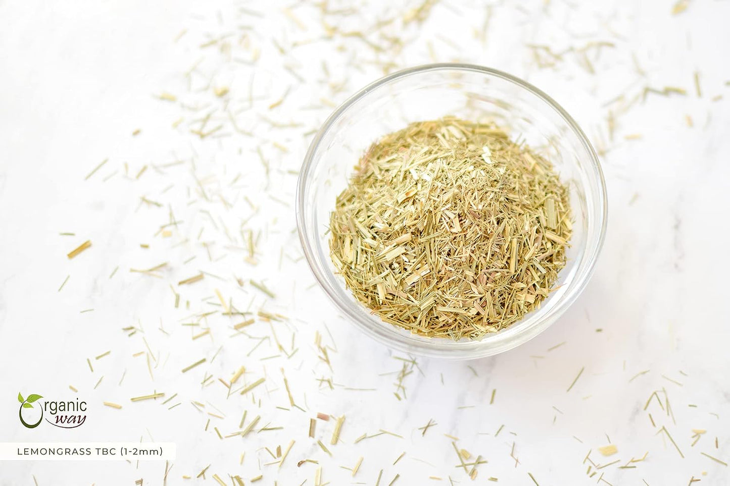 Organic Way Dried Lemongrass Fine Cut &amp; Sifted | Herbal Tea (Cymbopogon citratus) - Organic &amp; Kosher Certified | Raw, Vegan, Non GMO &amp; Gluten Free | USDA Certified | Origin - India (1/2LBS / 8Oz)