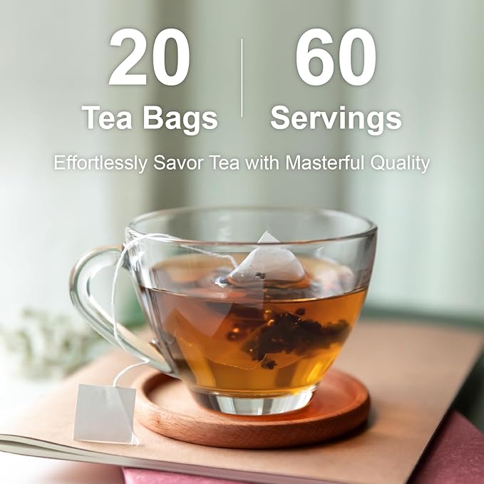 Jemutecha Red Oolong 20 Tea Bags, Exclusive Handpicked Oolong & Black Tea Blended, Organic Award-Winning Tea, Caffeinated, Non-GMO, Premium Taiwanese Asian Tea Rich in Antioxidants & Support Digestion