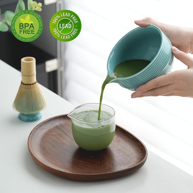 Clay&Fire Matcha Whisk Set, Ceramic Matcha Set, Matcha Bowl with Spout and Whisk, 9 pcs Matcha Tea Kit for Matcha Lovers, Ideal Gift Christmas