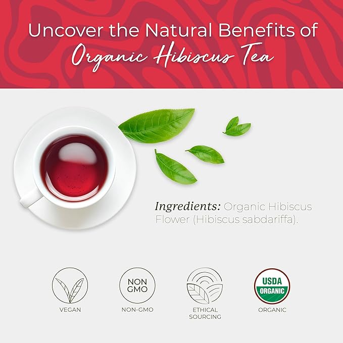 Starwest Botanicals Organic Hibiscus Tea - Caffeine Free Herbal Tea, Tea with Antioxidant Properties, String Free Sachets