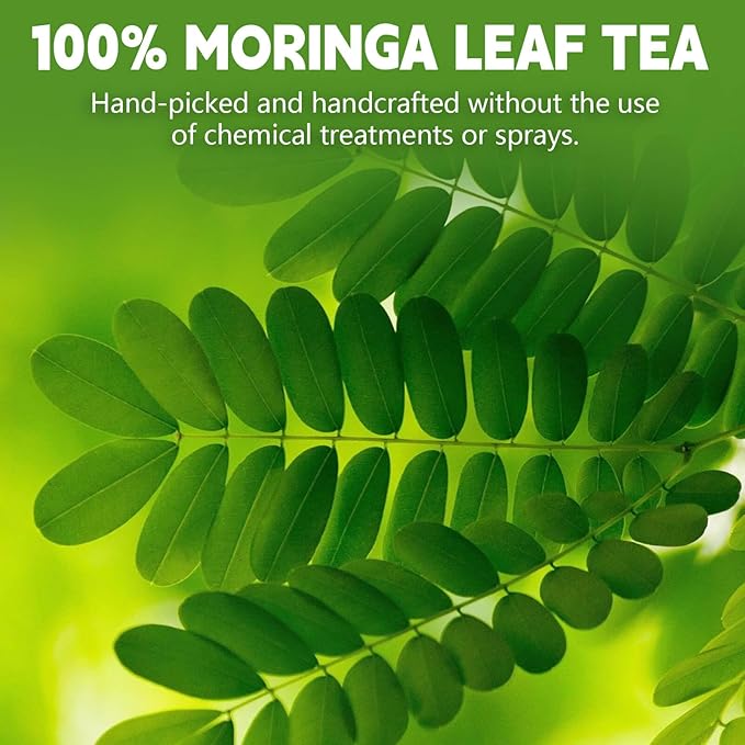 Organic Moringa Tea Bags, 120 Teabags, 2g/Bag, Made with 100% Natural Moringa Leaves. Helps with Digestion, Caffeine-Free, Sugar-Free, Gluten-Free