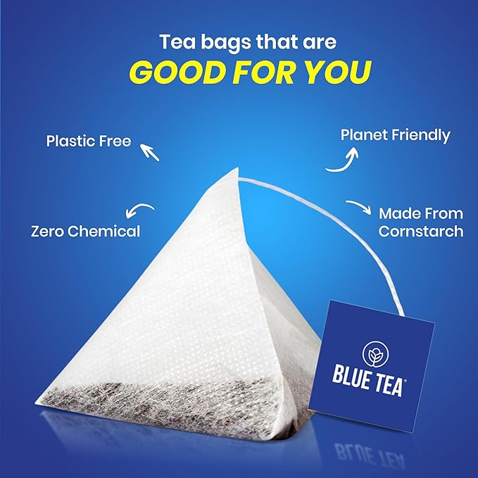 BLUE TEA - Butterfly Pea Flower Tea - 25 Count - Plant Based Tea Bags | Antioxidant Rich | Herbal Tea - Caffeine free - Non Bitter - No Preservatives - Chemical Free | Single Tear Box | Easy Pull Sachets