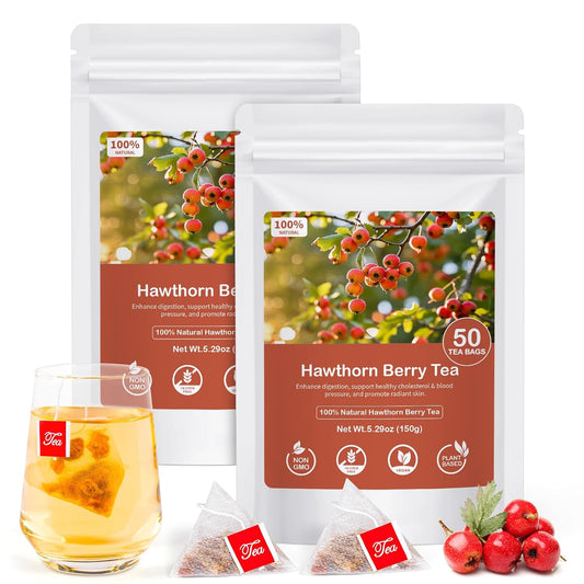 Oryvox Natural Caffeine-Free Herbal Tea-Premium Individual Tea Bags Hawthorn Berry Tea 100 Count (Pack of 2)