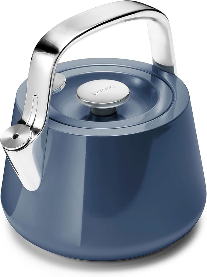 Caraway 2 Quart Whistling Tea Kettle - Durable Stainless Steel Tea Pot - Fast Boiling, Stovetop Agnostic - Non-Toxic, Ptfe & Pfoa Free