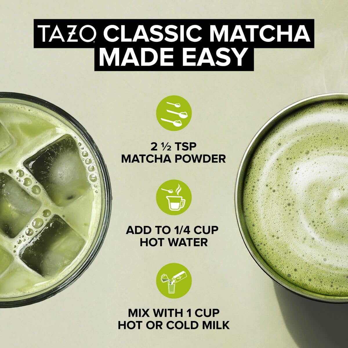TAZO Organic Matcha Latte Powder, Sweetened,10 Servings, 3.5 oz