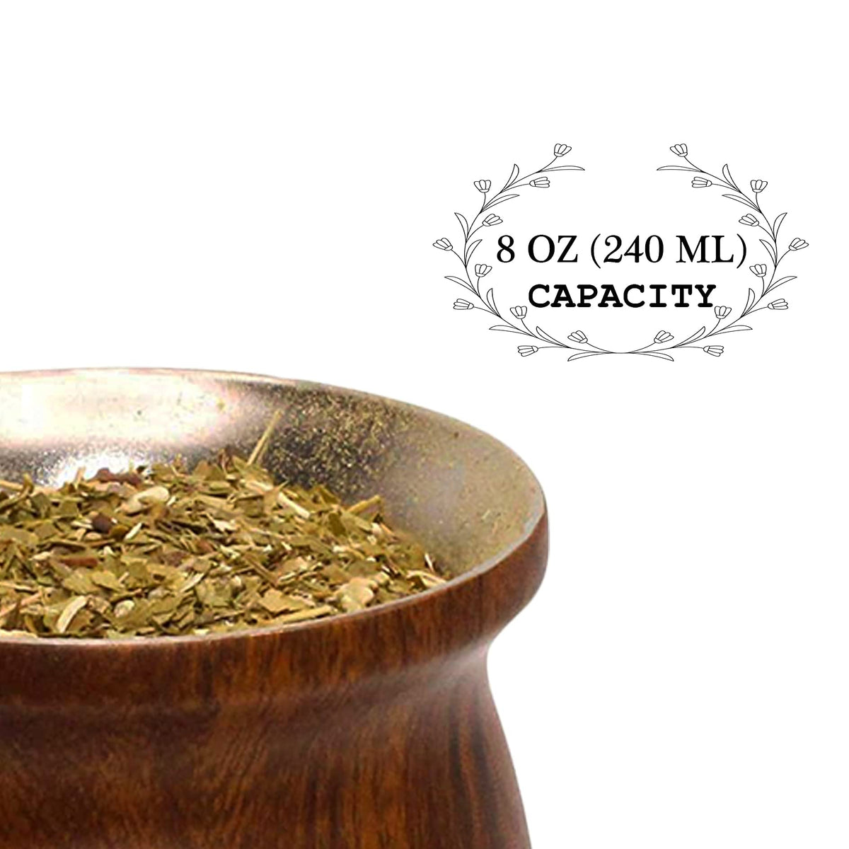 LA FEE Yerba Mate Natural Gourd/Tea Cup Set Brown (Original Traditional Mate Cup - 8 Ounces)，Includes Yerba Mate Straw &
