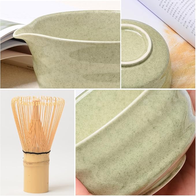 Authentic Japanese Matcha Ceremony Set - 17oz Traditional Chawan Bowl with Bamboo Whisk (Chasen), Scoop & Stand - Complete Starter Kit for Beginners