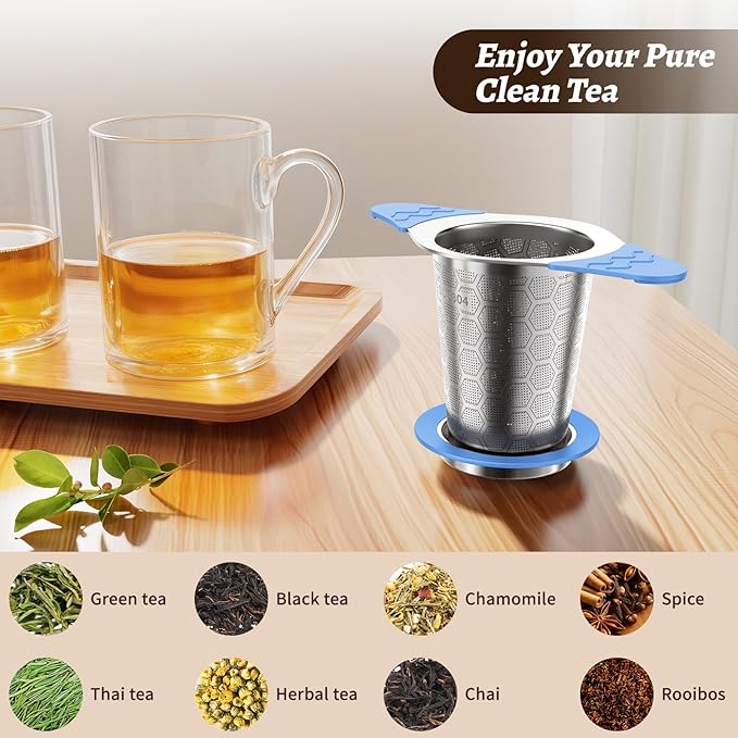 Tea Infuser for Loose Leaf Tea,18/8 Stainless Steel Tea Infuser with Heat Proof Silicone Handles