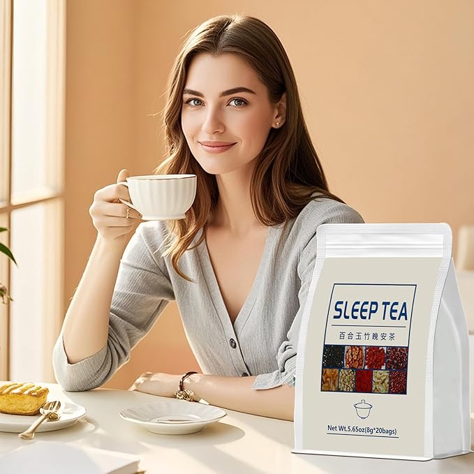 Sleep Herbal Tea - Night Time Tea for Bedtime - 20 Tea Bags with Mulberry, Red Date, Gardenia, Red Rose, Jade Bamboo, Lotus Seed, Goji Berry, Lily