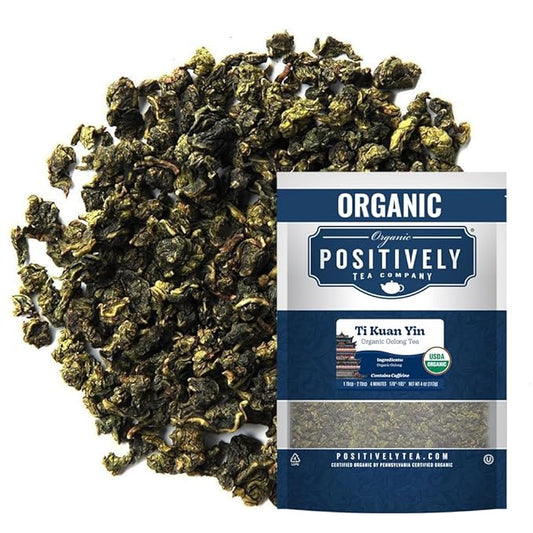 Organic Positively Tea Company, Ti Kuan Yin, Oolong Tea, Loose Leaf, 4 Ounce
