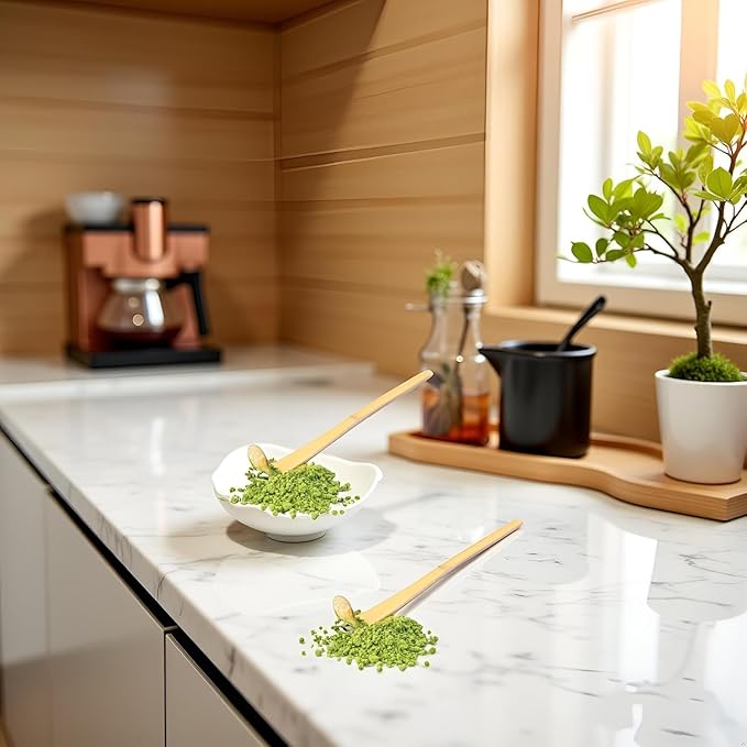 2Pcs Bamboo Matcha Scoop - Traditional Chashaku Tea Spoon for Tea Ceremony - Elegant White Design - Tea Accessories - 18cm Size