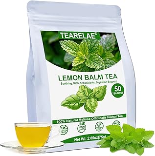 TEARELAE - Lemon Balm Tea Bag - 1.5g X 50 Count - Pure Natural Dried Lemon Balm Herb - Premium Lemon Balm Leaf for Calming and Digestion Support - Caffeine-free - Non-GMO