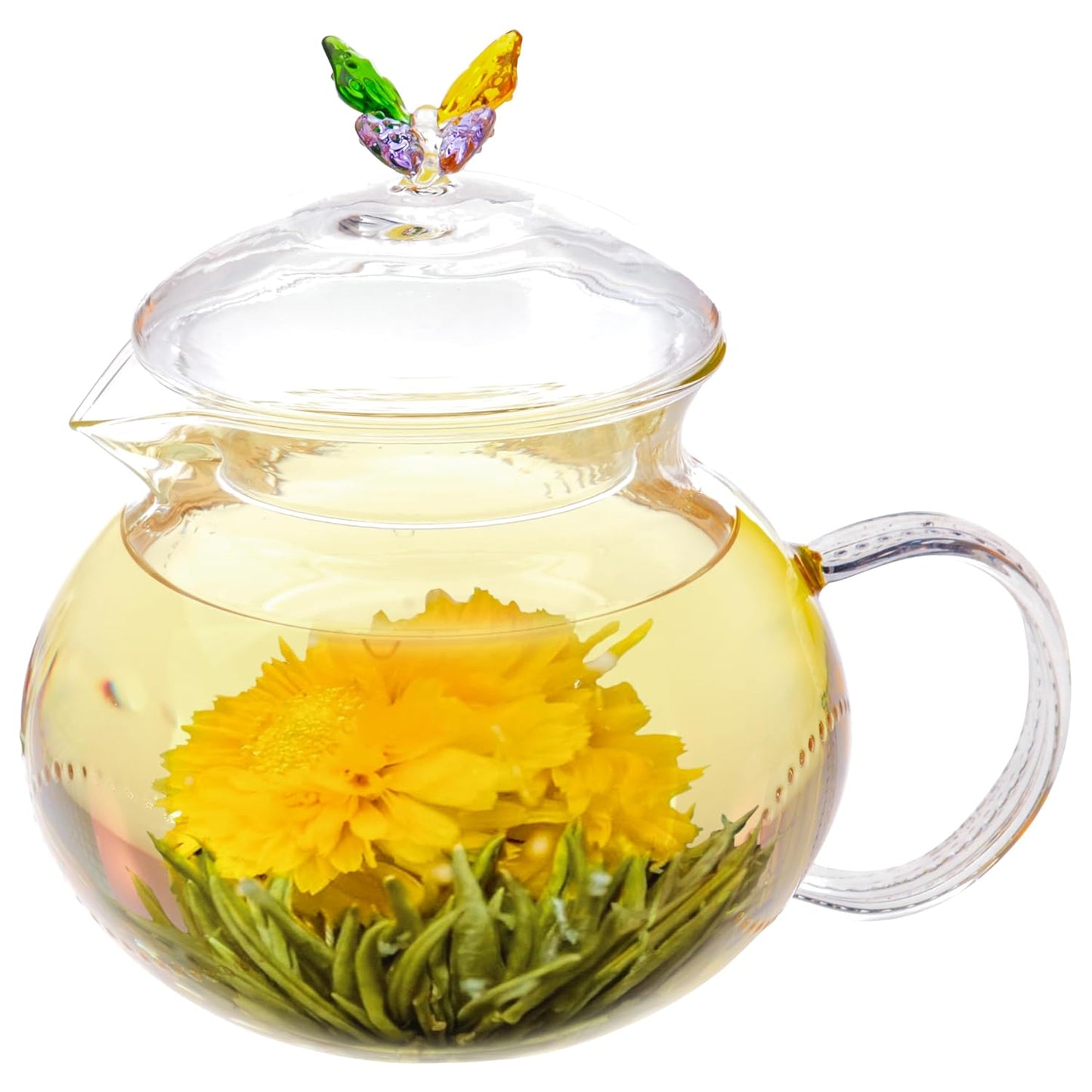 Blooming Tea Flowers - Pomegranate & Pineapple Flowering Teas – Each Tea Blossom Can Be Steeped Multiple Times (2-Pack)