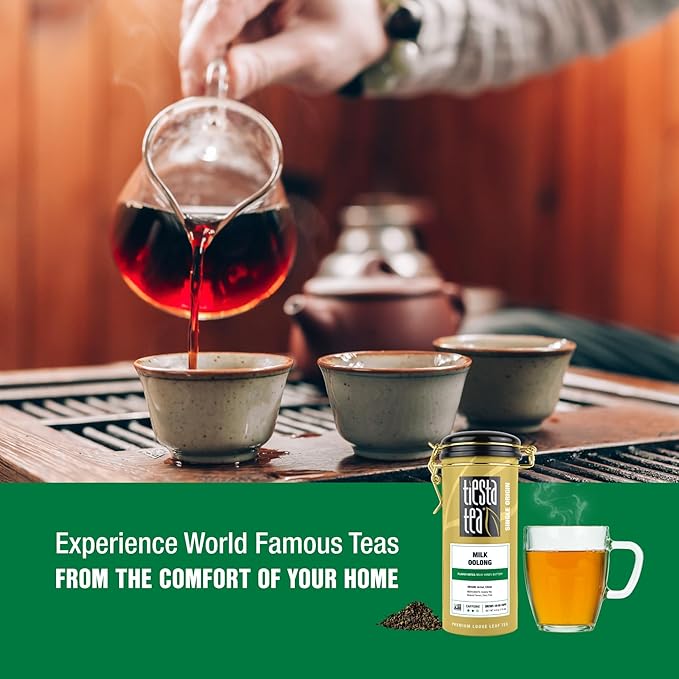 Tiesta Tea - Milk Oolong Tea, Loose Leaf, Single Origin Premium Oolong Blend from China, Medium Caffeinated, Makes Hot or Iced Drink & Up to 50 Cups, 100% Pure Unblended, 4oz Refillable Tin