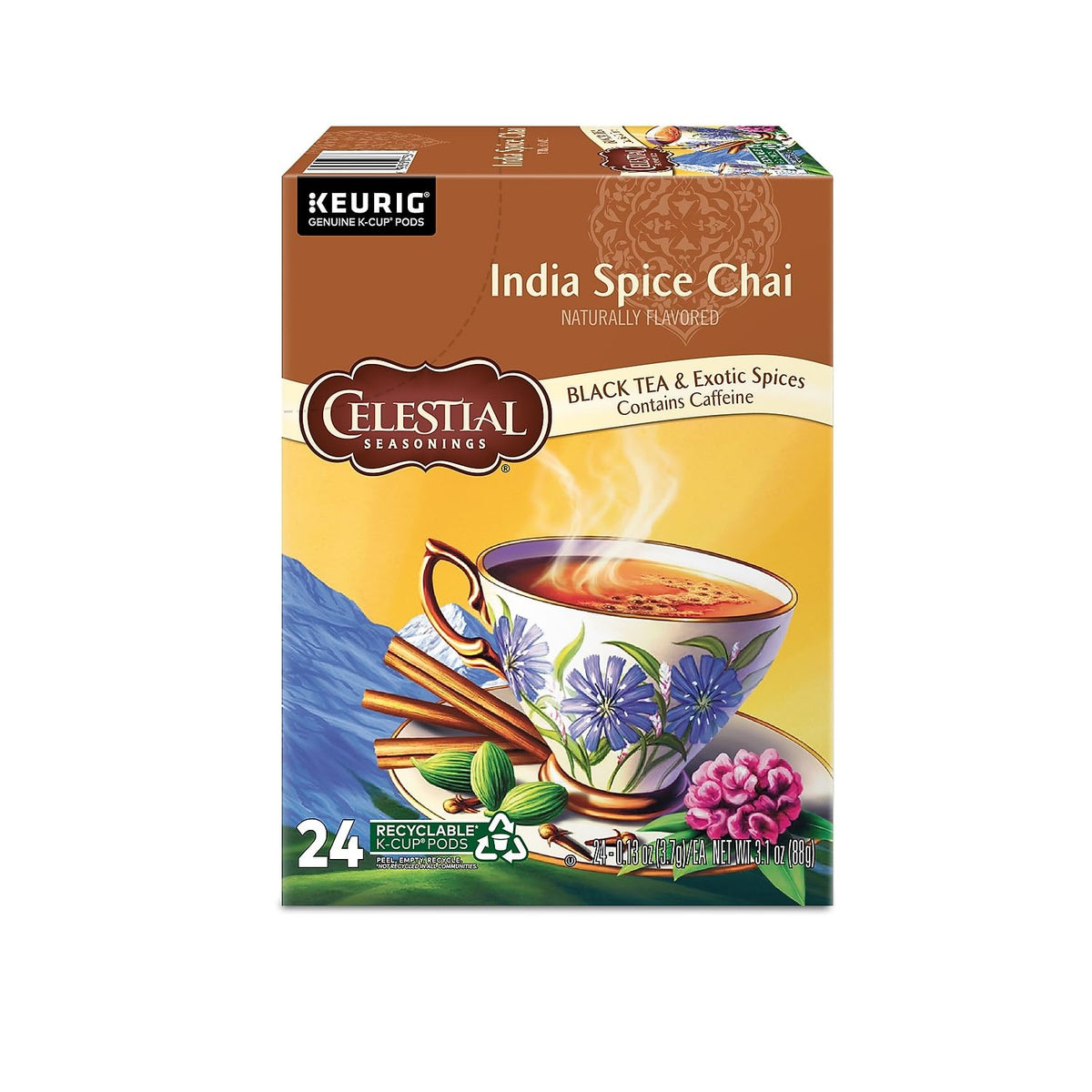Celestial Seasonings India Spice Chai Tea K-Cups, 24/Box