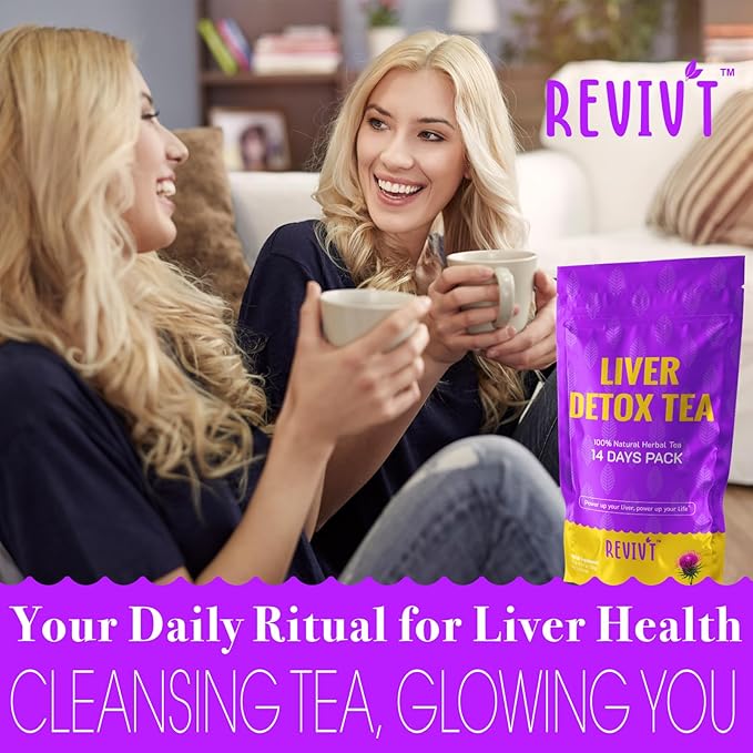 Revivt Herbal Tea - Natural & Digestive Support, Herbal Blends with Milk Thistle, Artichoke, Liquorice, Caffeine Free, 14 Day Supply