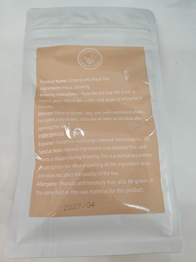 Hanfangling Ginseng Maca Tea, Natural and Health, Caffeine-Free Herbal Tea,20 Tea Bags,2.82oz