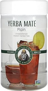 Wisdom of the Ancients Instant Yerba Mate Tea - Herbal Tea Powder for Energy, Drink Hot or Iced, Unsweetened, Contains Caffeine, Sugar Free, Non GMO - Plain, 2.82 Oz