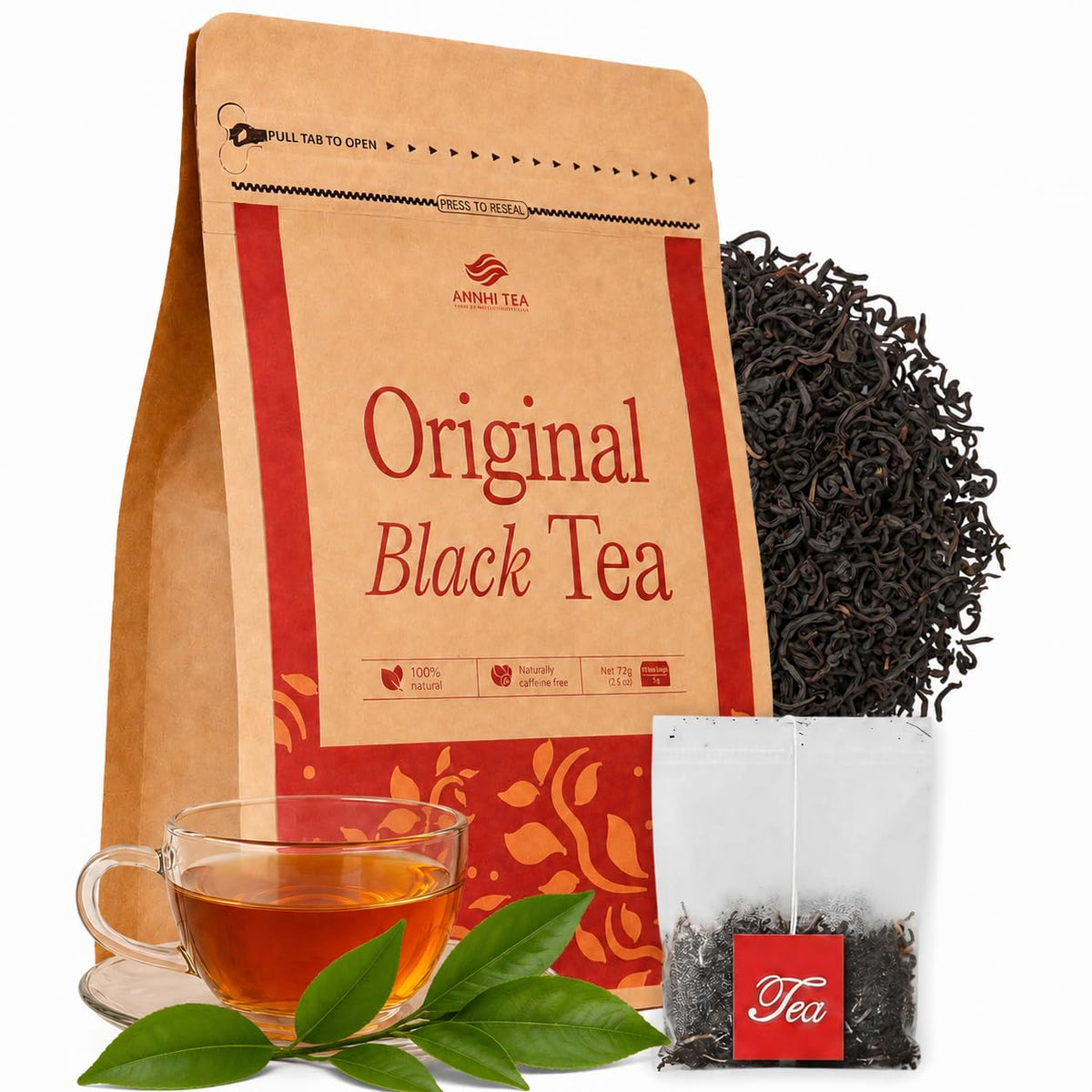 ANNHI TEA Organic Original Black Tea - 24 Individually Wrapped Tea Bags, Loose Leaf, Smooth, Flavourful &amp; Robust with Notes of Honey, Enjoy Hot or Iced, Natural Vietnamese Tea Pack