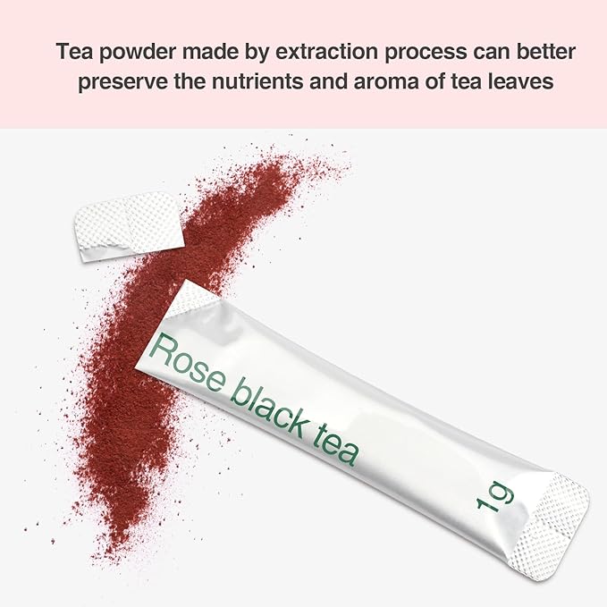 Taiping HK Rose Instant Black Tea Classic-100% Tea Leaves 30 Single Serve Stick Packs Unsweetened No Additives On-the-Go for Travel, Work, Outdoors , Helps Support Digestive Health Hot or Iced Teas (30Count)