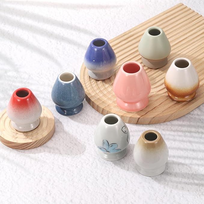 HARFINGTON Ceramic Chasen Stand 70mm Matcha Whisk Holder Teas Set Whisks Stand Traditional Matcha Tea Chasen Holder Tea Set Accessories for Tea Tasting, Cyan