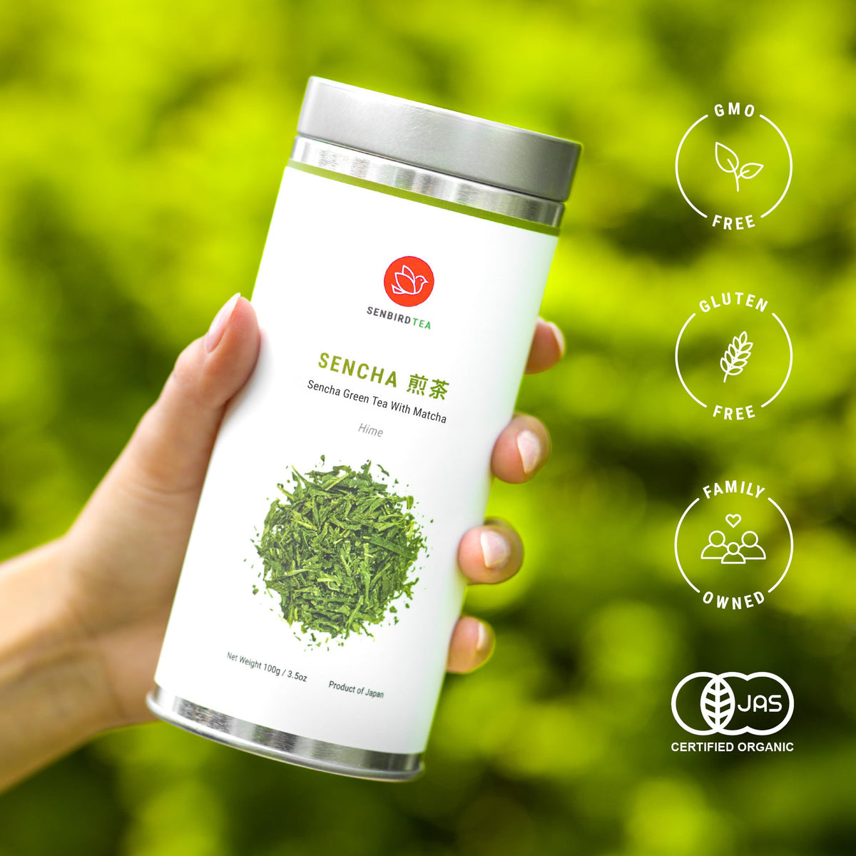 Senbird Japanese Sencha Green Tea with Matcha Loose Leaf - Hime (3.5oz/100g)