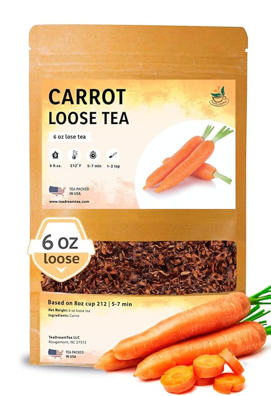 TeaDreamTea - Carrot Tea Loose Leaf Bulk - Caffeine-Free - Vitamins Rich - Boost Immune System - Raw from USA - Hot and Iced Tea - 6 ounce / 170 g