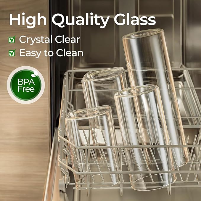 ComSaf 1.4 Qt Glass Storage Containers with Lids, Glass Jars with Lids, Clear Food Storage Jar, Square Canister Set of 3
