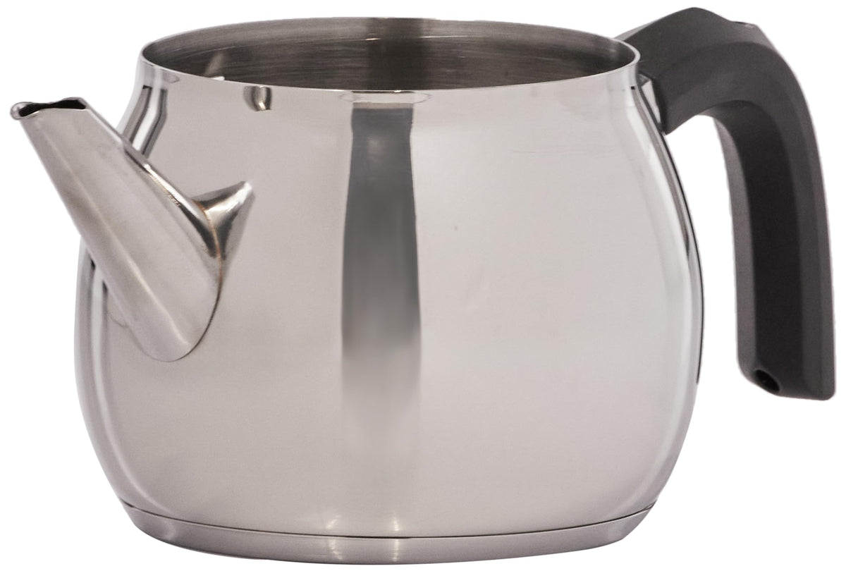 Karaca Belinay Teapot Set Silver Black, Medium Teapot, 18/10 Stainless Steel, Teapot/Lid (1 lt, 2.20 lb), Tea Kettle (1.6 lt