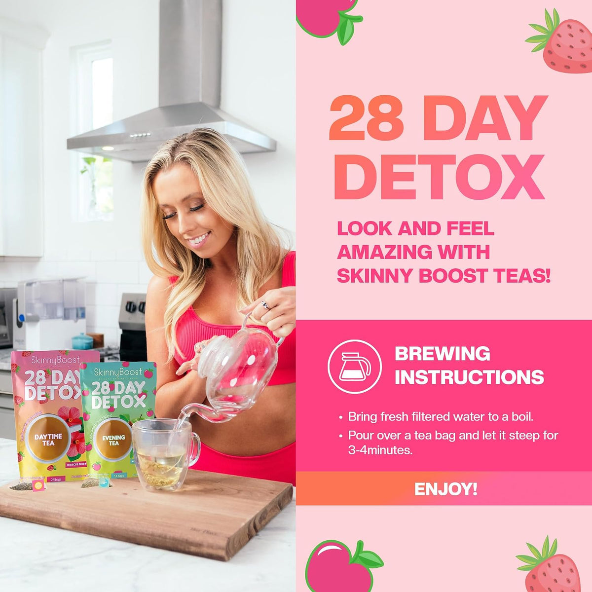 Skinny Boost Evening Detox Tea-APPLE CINNAMON -14 Tea Bags Total