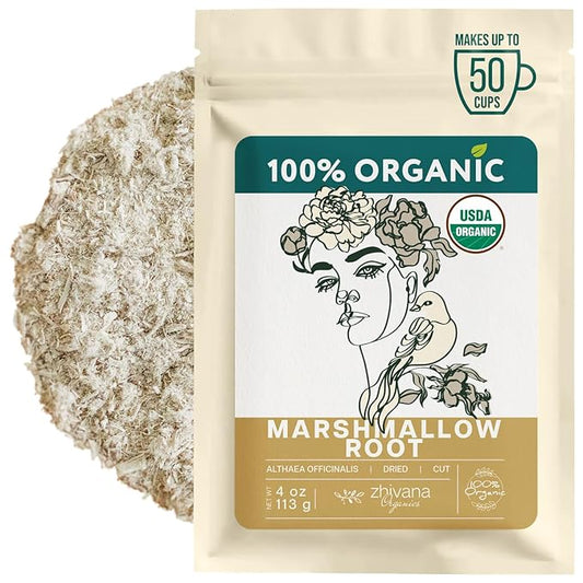 Marshmallow Root Tea Organic (4oz.) - Marshmellow Root Herb (Althea Officinalis) - Throat Tea - Great for Gut Lining, Digestion, Respiratory Health