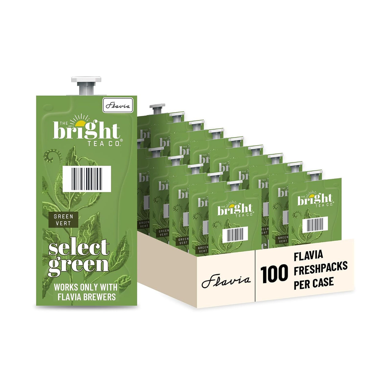 Flavia Bright Tea Co. Select Green Tea Freshpacks works only with Flavia Brewers (Case of 100)