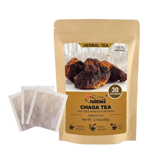 FullChea - Chaga Tea Bags, 30 Count, Chaga Mushroom Tea