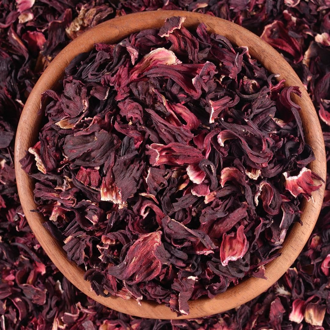 KomBei Whole Dried Hibiscus Flowers Loose Leaf Tea – Flor de Jamaica Natural (8oz) | Hibiscus Sabdariffa Whole Flowers &