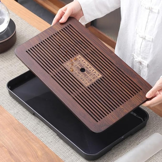 17 Inch Chinese Gongfu Bamboo Tea Tray with Water Storage for Kungfu Tea Set