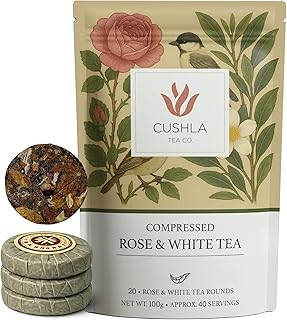 Individually Wrapped Rose & White Tea Coins - Premium White Tea with Rose Petals | Floral, Smooth Chinese Tea | 20 Pressed Mini Tea Coin Cakes