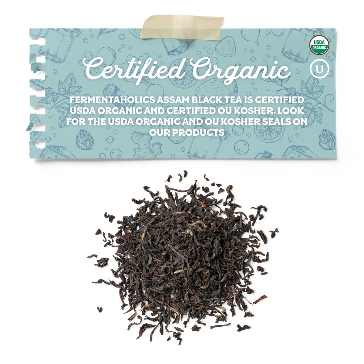 Fermentaholics Assam Black Tea – 4 oz – USDA Certified Organic Loose Leaf – OU Kosher – Ideal For Brewing Kombucha