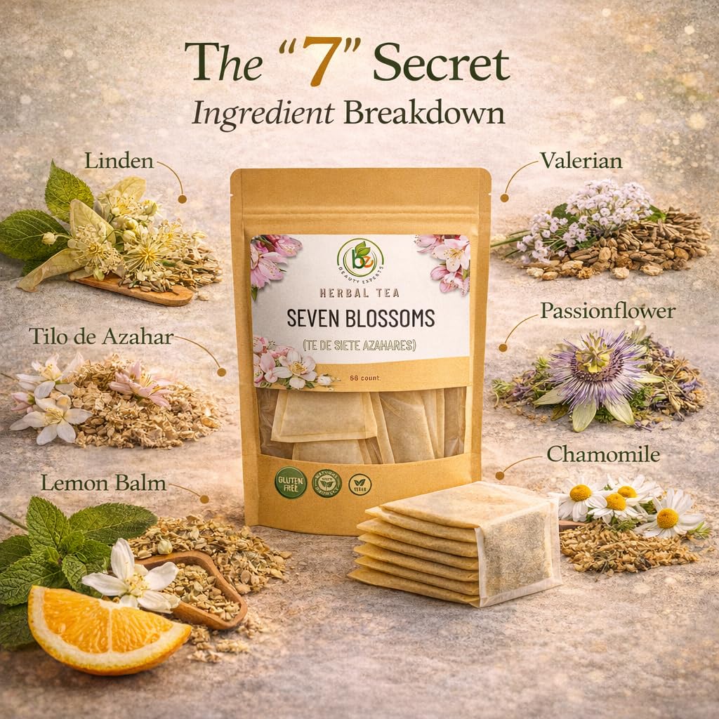 B-Experts 7 Siete Azahares Té (Seven Blossoms Tea) – 60 Tea Bags – 100% Natural, Vegan, Herbal – Gluten-Free, Non-GMO – by