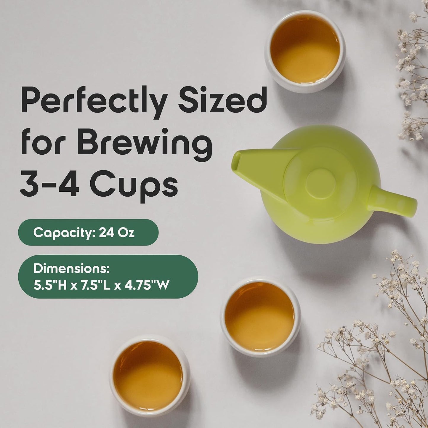 Teaz 0.75-qt. Teapot with Infuser Color: Citron