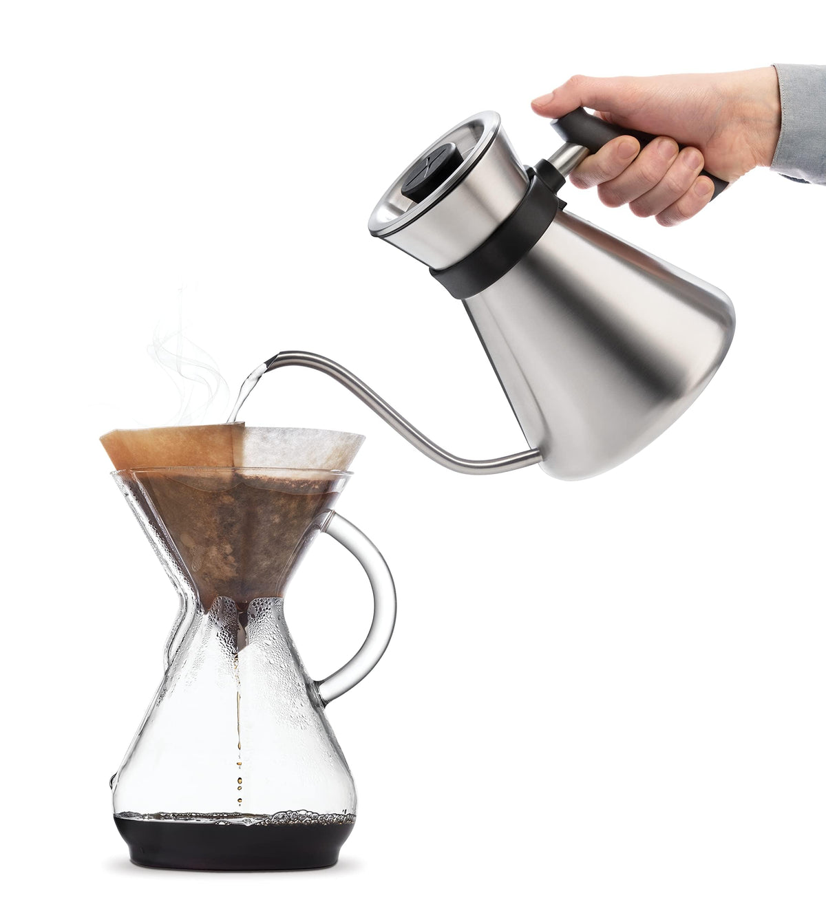 Chemex Stainless Steel Gooseneck Kettle, Pour Over Chettle, Brushed 1.2L