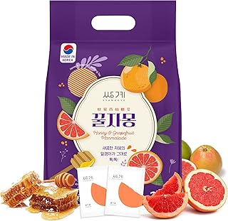 Ssanggye Korean Honey Grapefruit Tea 30g X 25pcs, All Natural Fresh Grapefruit Tea With Honey Marmalade Jam, Sauce For Salad Spread Ade Cocktail Dressing Portable Sachets For On-The-Go Sweet 꿀 자몽차