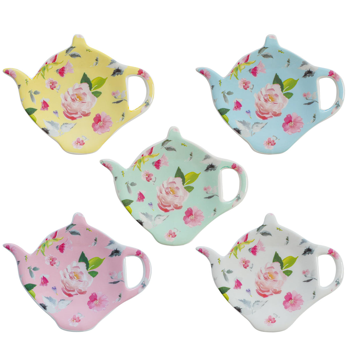 PRECITIME Tea Bag Coasters Set of 5, Floral Holder, Tea Party Gift