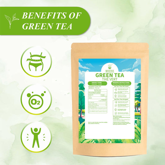 WT WEETEE Green Tea Loose Leaf 8oz, 110+ Cups Premium, Fresh &amp; No Bitter | Spring Harvest High Mountain Green Loose Leaves Tea, Chestnut &amp; Bean Aroma, Sweet Aftertaste, Daily Sipping &amp; Mindful Rituals