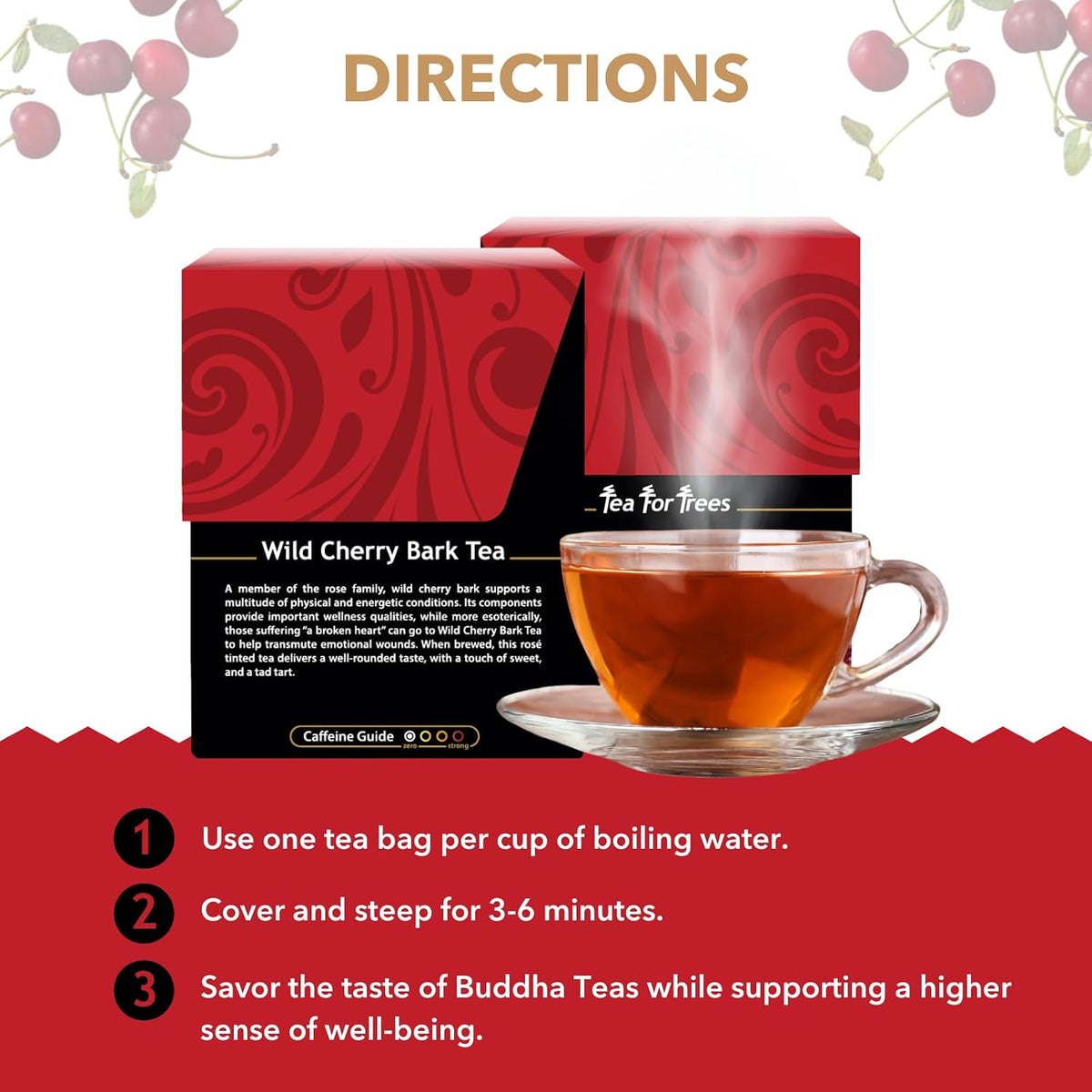 Buddha Teas Organic Wild Cherry Bark Tea - Herbal Tea, Caffeine Free