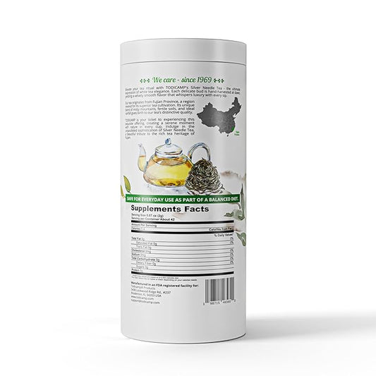 TODICAMP Premium Silver Needle Tea - 3 oz of Premium White Tea Loose Leaf