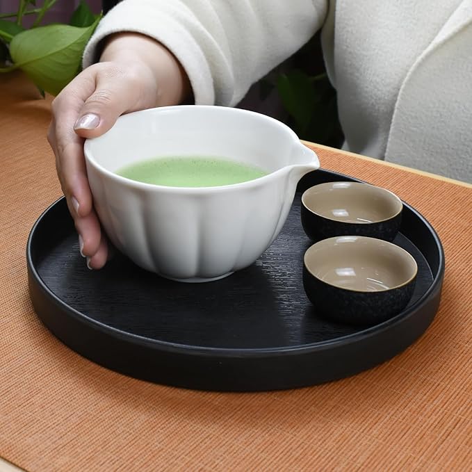Artcome 4 Pcs Japanese Matcha Tea Set - Matcha Bowl with Pouring Spout, Matcha Whisk, Tea Scoop, Whisk Holder
