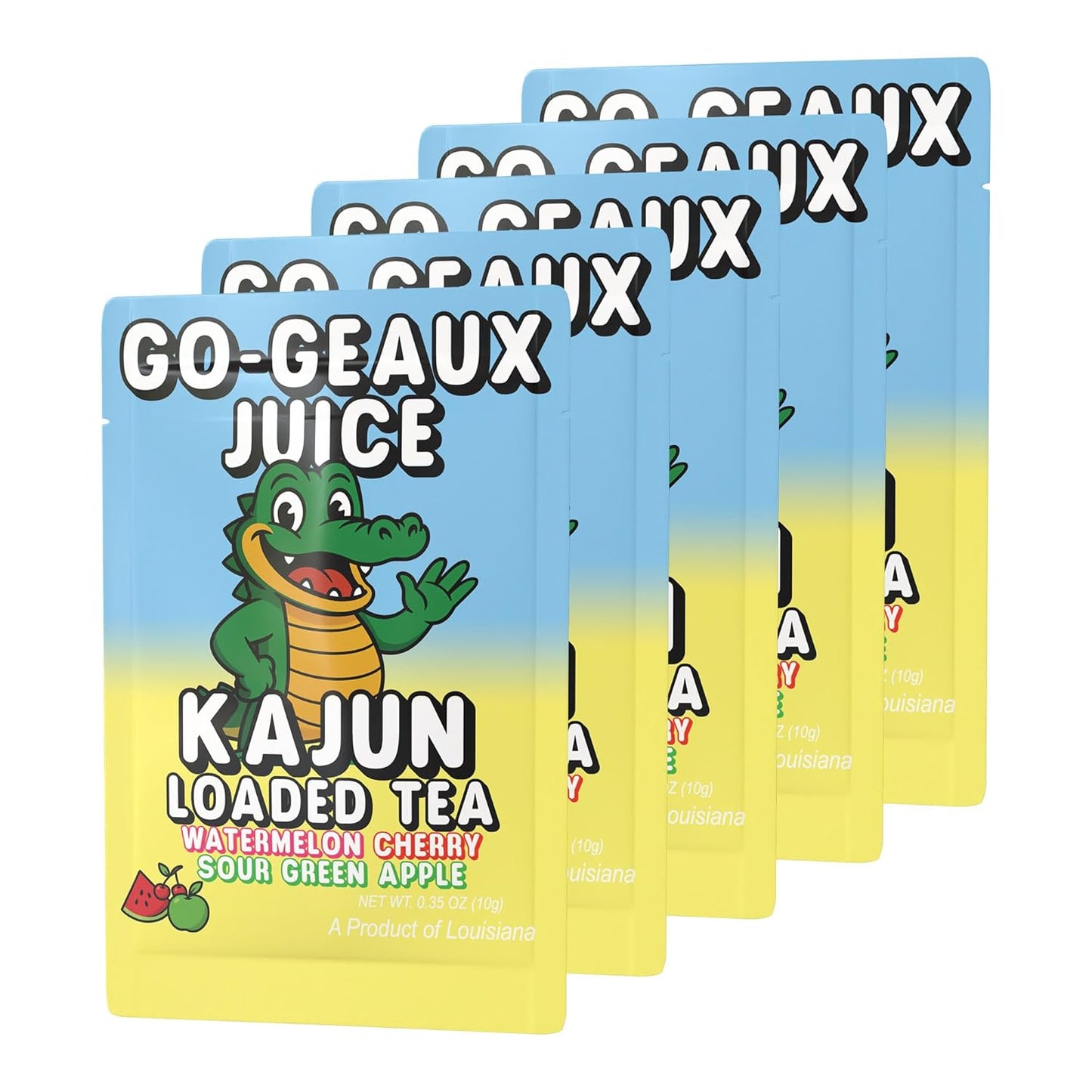 Kajun Loaded Tea – Go-Geaux Juice | Watermelon + Cherry + Sour Green Apple Flavor | Sugar Free Energy Tea Powder | 250mg Green Tea Caffeine | Zero Calories | Keto Friendly